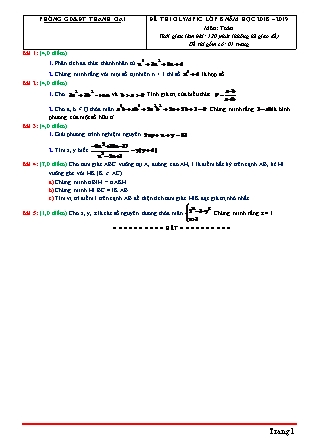 Đề thi olympic môn Toán Lớp 8 - Năm học 2018-2019 - Phòng GD&ĐT Thanh Oai (Có đáp án) Đề thi olympic môn Toán Lớp 8 - Năm học 2018-2019 - Phòng GD&ĐT Thanh Oai (Có đáp án)