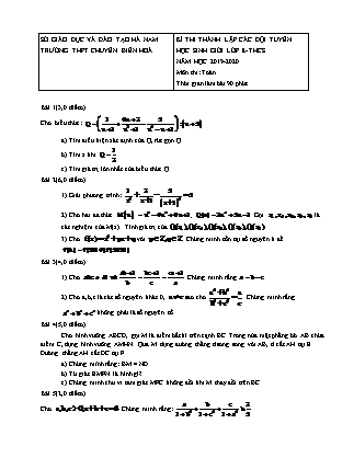 Đề thi thành lập các đội tuyển học sinh giỏi Lớp 8 THCS - Năm học 2019-2020 - Trường THPT chuyên Biên Hoà (Có đáp án) Đề thi thành lập các đội tuyển học sinh giỏi Lớp 8 THCS - Năm học 2019-2020 - Trường THPT chuyên Biên Hoà (Có đáp án)