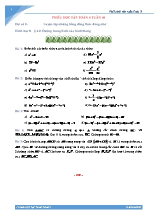 Phiếu học tập Toán 8 - Tuần 04 (Có đáp án) Phiếu học tập Toán 8 - Tuần 04 (Có đáp án)