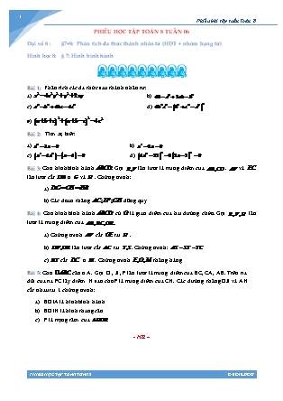 Phiếu học tập Toán 8 - Tuần 06 (Có đáp án)