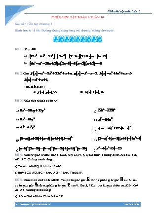 Phiếu học tập Toán 8 - Tuần 10 (Có đáp án)