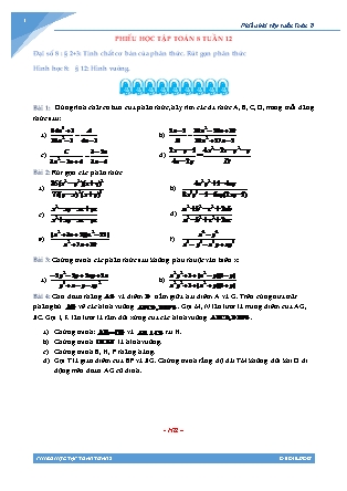 Phiếu học tập Toán 8 - Tuần 12 (Có đáp án)