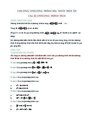 Tài liệu Dạy ngoài, dạy thêm tại nhà môn Đại số Lớp 8 - Chương III, Chủ đề 2: Phương trình tích (Có đáp án)