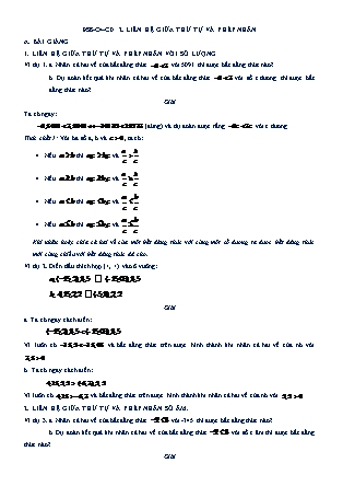 Tài liệu Dạy ngoài, dạy thêm tại nhà môn Đại số Lớp 8 - Chương IV, Chủ đề 2: Liên hệ giữa thứ tự và phép nhân (Có đáp án)