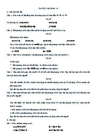Tài liệu Dạy ngoài, dạy thêm tại nhà môn Đại số Lớp 8 - Chương IV, Chủ đề 9: Ôn tập chương IV (Có đáp án)