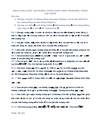 Tài liệu Dạy ngoài, dạy thêm tại nhà môn Hình học Lớp 8 - Chương I, Chủ đề 13: Luyện tập đường thẳng song song với đường thẳng cho trước (Có đáp án)