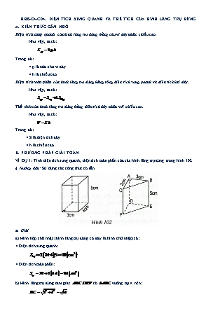 Tài liệu Dạy ngoài, dạy thêm tại nhà môn Hình học Lớp 8 - Chương IV, Chủ đề 4: Diện tích xung quanh và thể tích của hình lăng trụ đứng (Có đáp án)